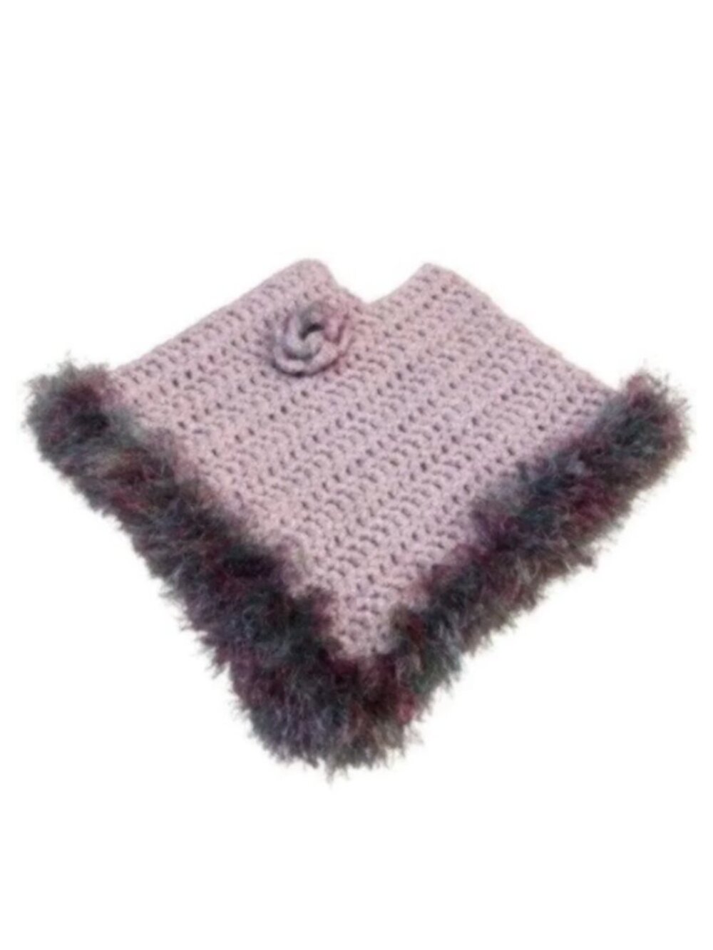 NEW Baby Girl Handmade Crochet Lilac Poncho 3-9 M